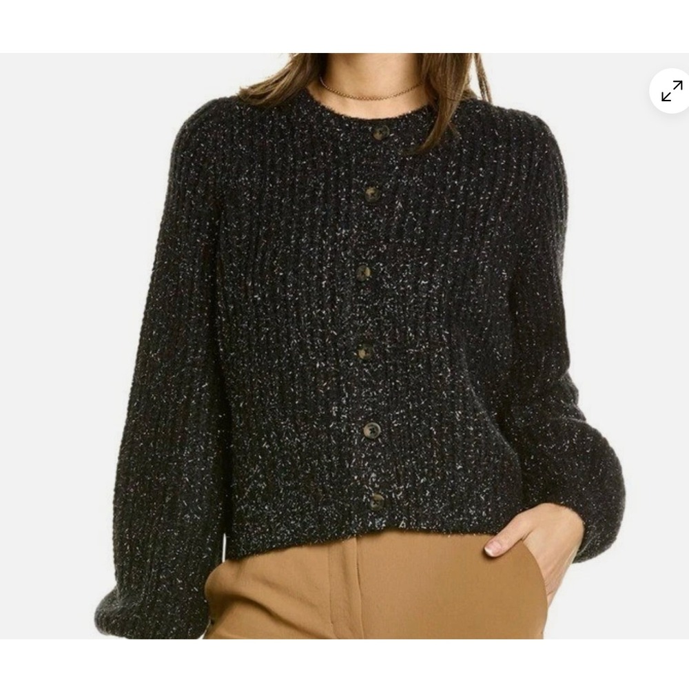 Boden Women's Chunky Cardigan Sweater Alpaca Metallic Black‎ US14 UK18 K0666 NWT